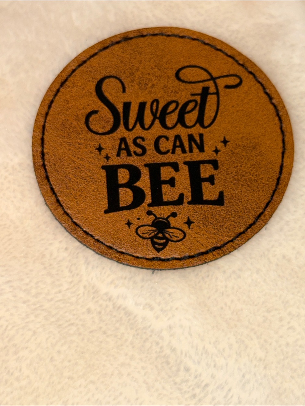 Handmade Sweet As Can Bee Leather Iron On Patch